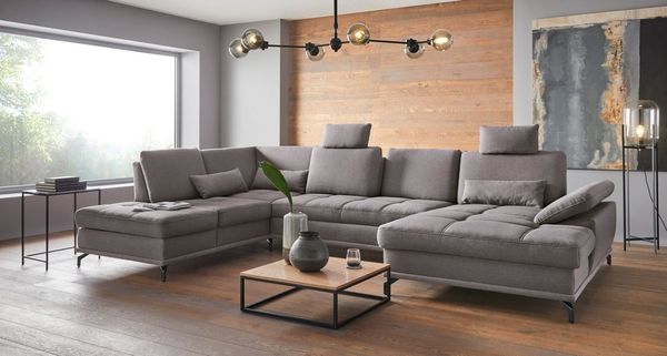 OTTO home Wohnlandschaft Costello U-Form, B: 363 cm mit Sitztiefen-, Armteilverstellung &, 3 Nierenkissen, optional Bettfunktion & Bettkasten