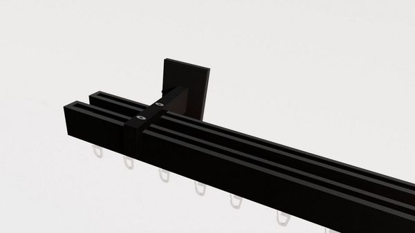 indeko Gardinenstange Bern, 2-läufig, Wunschmaßlänge, verschraubt, Aluminium, Innenlauf Komplett-Set inkl. Gleitern und Montagematerial