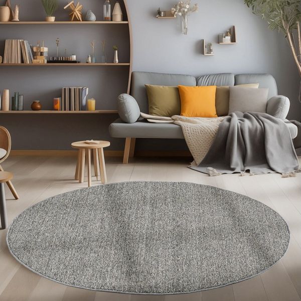 Carpettex Schlingenteppich Unicolor, Rund, Höhe: 7 mm, Schlingenteppich Schlafzimmer Einfarbig Meliert Design
