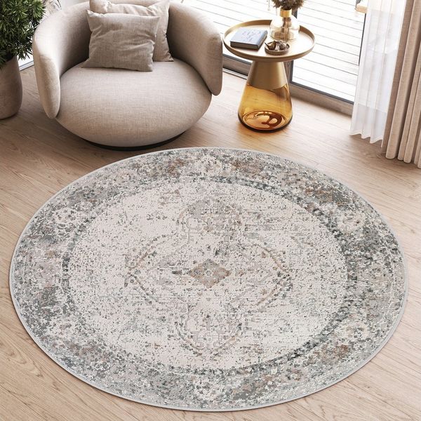 Tapiso Teppich VALLEY, rund, Höhe: 9 mm, Wohnzimmer, Schlafzimmer, Vintage