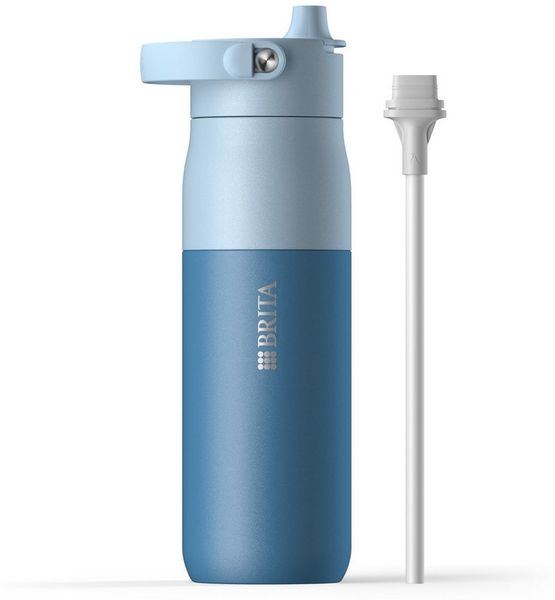 BRITA Trinkflasche BRITA LARQ Essential Trinkflasche (680ml) mit Strohhalm, Edelstahl Wasserflasche mit doppelwandiger Isolation - hält 24h kalt
