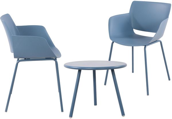 CLP Sitzgruppe Minota Set Tisch Minot Stühle Alpena wetterfest und UV-beständig,blau 2 Stühle