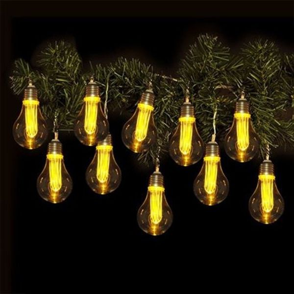 Lichterkette mit 10 LED-Glühbirnen und Timer Leuchtdeko Girlande orange-warmweiß