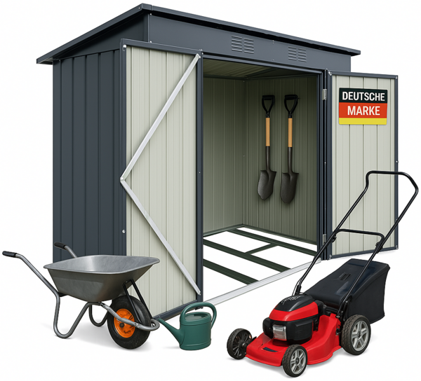 Albatros Profi Gerätehaus L – verzinktes Metall in Anthrazit (RAL 7016) | 176x112x173cm, 4,1m³ | Inkl. Schloss & Werkzeughaken | wetterfest