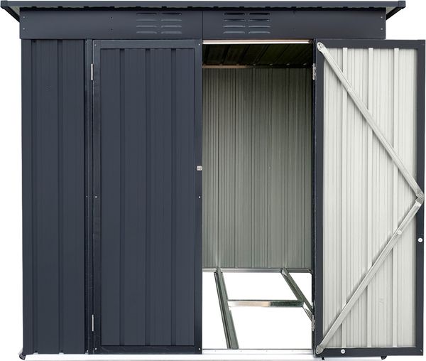 Albatros Profi Gerätehaus L – verzinktes Metall in Anthrazit (RAL 7016) | 176x112x173cm, 4,1m³ | Inkl. Schloss & Werkzeughaken | wetterfest Bild 8