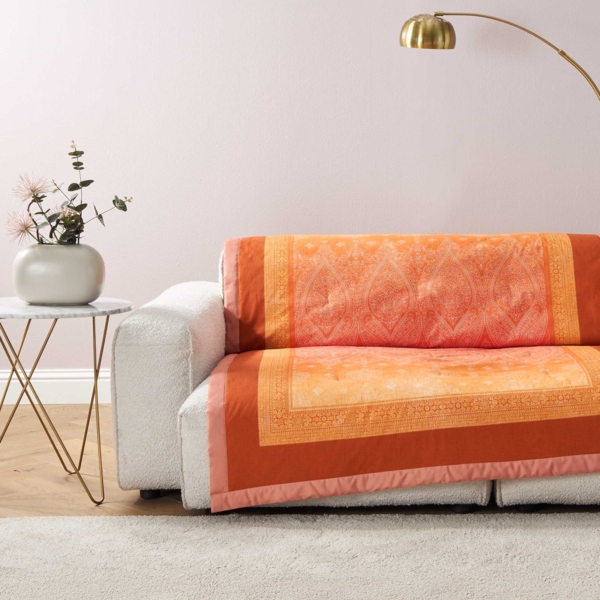 Bassetti Granfoulard Plaid Decke Wohndecke Kerala O1 orange 135x190