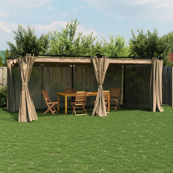 vidaXL Pavillon mit Vorhängen Taupe 6x3 m Stahl 4003922