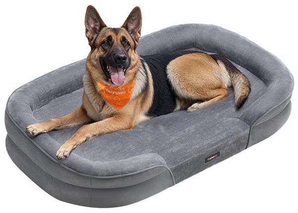 Feandrea Hundebett, Hundekissen, für extra große Hunde, 122 x 85 x 18 cm, orthopädisch, wasserdichte Innenschicht, erhöhte Ränder, abnehmbarer, waschbarer Bezug, rutschfest, hellgrau