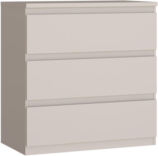 Forte LISSON Kommode 70 80, modern-minimalistischer Kommodenschrank mit 3 Schubladen, Holzwerkstoff, Kaschmir Beige, 77,2 cm breit x 79,8 cm hoch x 42,2 cm tief
