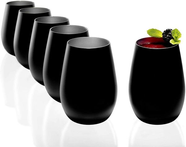 Stölzle Lausitz ELEMENTS Becher 465 ml schwarz-silber 6er Set - A