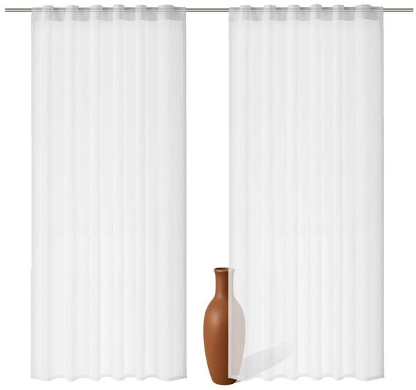 2er Set Schlaufenschal Voile 245 cm weiß transparent - Höhe (cm): 245, Farbe: Weiss