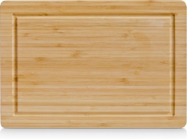 ZELLER 25219 Schneidebrett aus Bambus mit Saftrille, ca. 32 x 22 x 1,6 cm