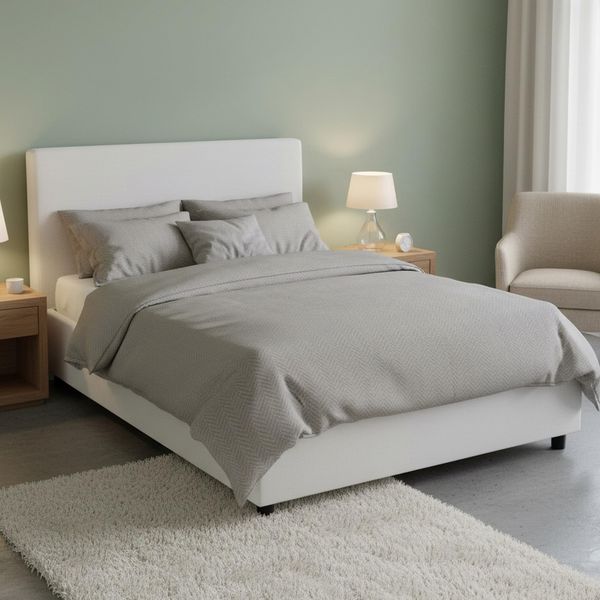 Talamo Italia - Artemisia-Queensize-Bett, Stauraumbett mit Kunstlederbezug, 100 % Made in Italy, Öffnung vorne, geeignet für Matratzen 120x190 cm, Weiß