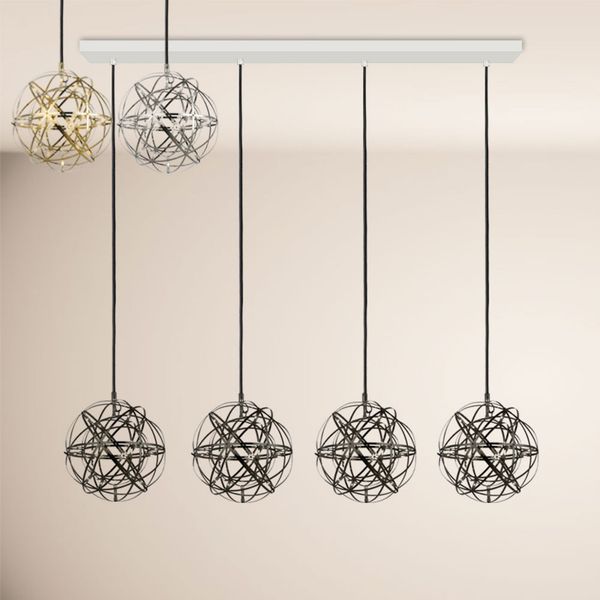 s.luce Atom LED Esstisch-Pendelleuchte 2 bis 5-flammig Balken 120cm Chrom
