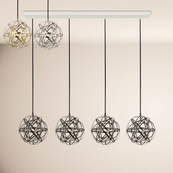 s.luce Atom LED Esstisch-Pendelleuchte 2 bis 5-flammig Balken 120cm Chrom