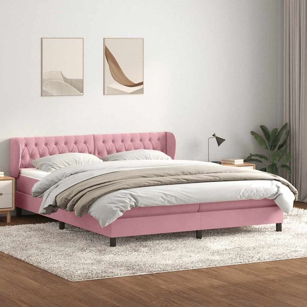 vidaXL Boxspringbett mit Matratzen Rosa 180x210 cm Samt 3317792