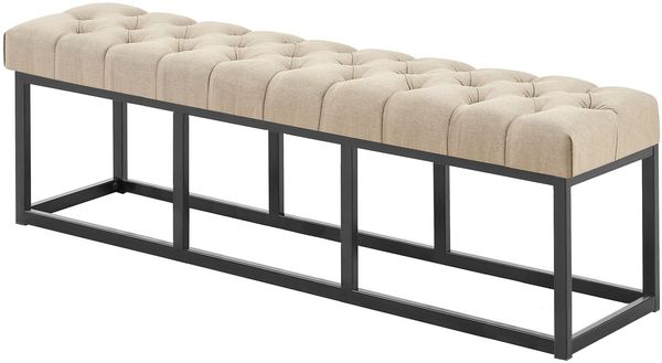 Sitzbank MEXICO - Stoff Taupe 150x38x46 cm | Sitzbank Flur Sitzhocker Esszimmerbank Polsterbank Schlafzimmerbank