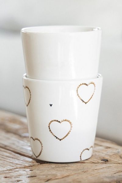 Bastion Collections Geschirr-Set Becher - HEARTS ALLROUND - weiß