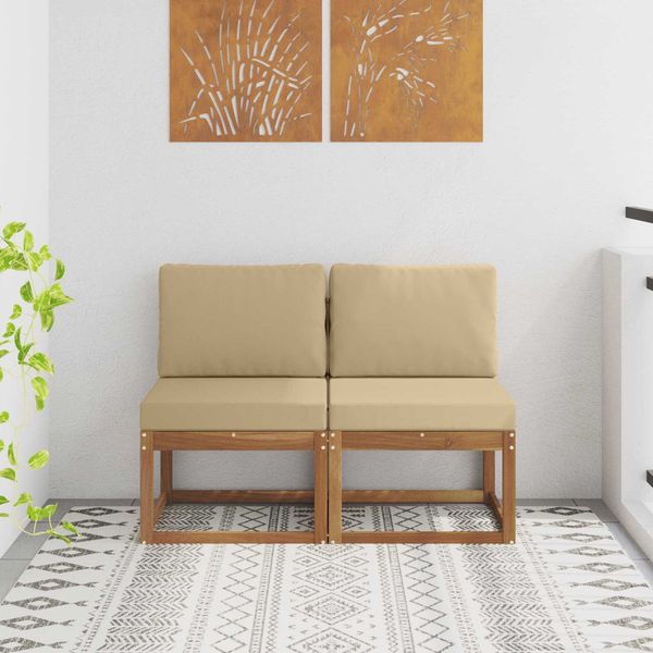 vidaXL 2 Stück Outdoor Mittelsofa Massivholz Akazie Natur 900462