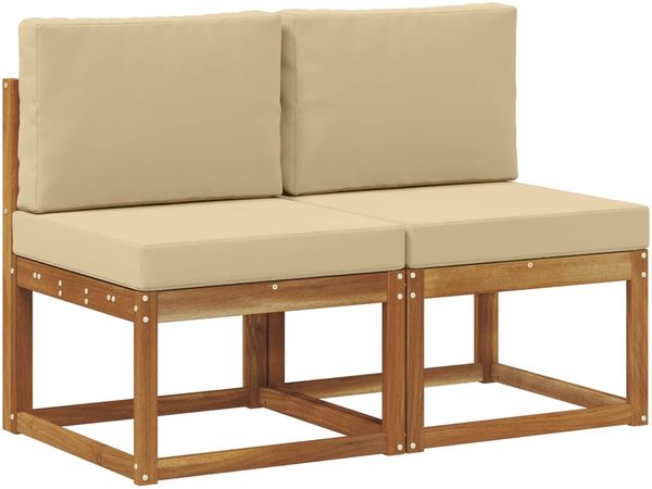 vidaXL 2 Stück Outdoor Mittelsofa Massivholz Akazie Natur 900462 Bild 2