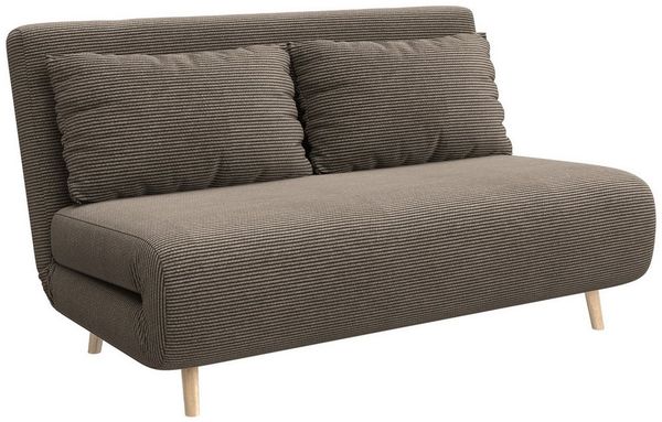 HOMCOM Schlafsofa 2-Sitzer-Sofa mit Bettfunktion, 2 Kissen, Polstersofa 1 Teile, für Wohnzimmer, Schlafzimmer, Kaffee-Braun