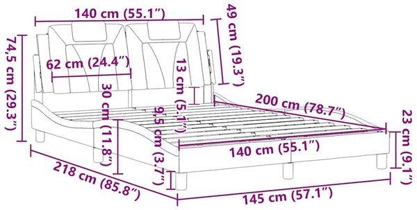 vidaXL Bettgestell "Viana" ohne Matratze Schwarz 140x200 cm Kunstleder 3208096 Bild 12