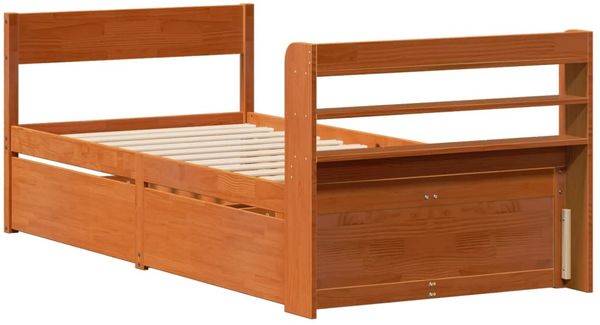 vidaXL Massivholzbett ohne Matratze Wachsbraun 100x200 Kiefernholz 3307130 Bild 8