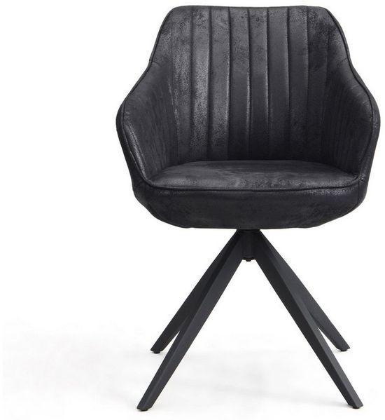 B&D home Drehstuhl Vintage, Konferenzstuhl, Bürosessel, Schreibtisch Sessel, Computerstuhl, Polsterstuhl, Chefsessel 150 kg belastbarkeit, Microfaser in Wildleder Optik, schwarz
