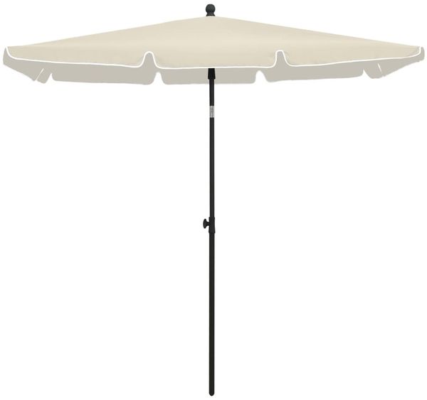 Sonnenschirm, Terrassenschirm mit Mast 210x140 cm Sandfarben