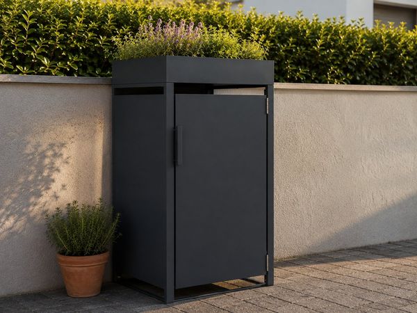 GARLIVO Mülltonnenbox Blaustern Mülltonnenbox mit Pflanzdach 1er 240L, Modernes Design, Langlebiges Material