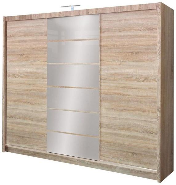 Beautysofa Kleiderschrank Modern Kleiderschrank mit Schubladen MALIBU Garderobenschrank mit LED Beleuchtung