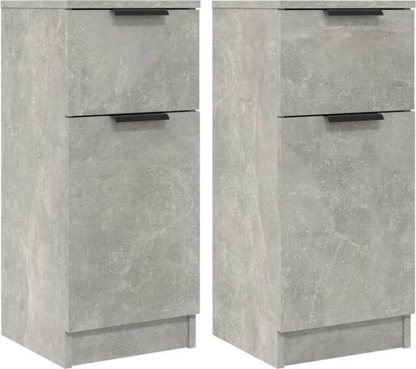 2 Stk. Sideboards, Kommoden Betongrau 30x30x70 cm Holzwerkstoff