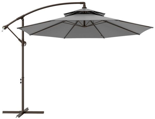 Outsunny Ampelschirm Stahl Outdoor Sonnenschutz, LxB: 267x267 cm, Sonnenschirm, Freischwinger-Schirm, Stahl Polyester