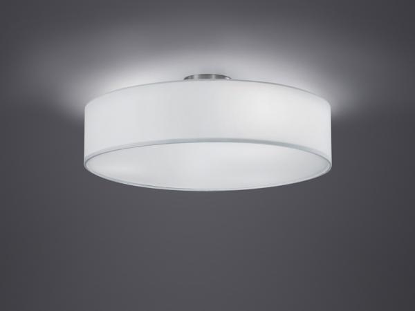 TRIO Leuchten LED Deckenleuchte, LED wechselbar, Warmweiß, Designklassiker Deckenbeleuchtung mit Stoff Lampenschirm Weiß, Ø 50cm