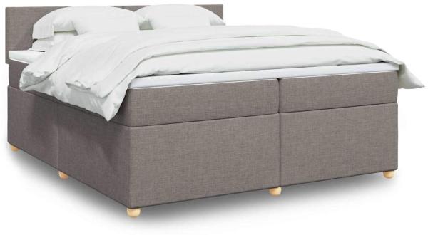 vidaXL Boxspringbett mit Matratze Taupe 200x200 cm Stoff 3289084