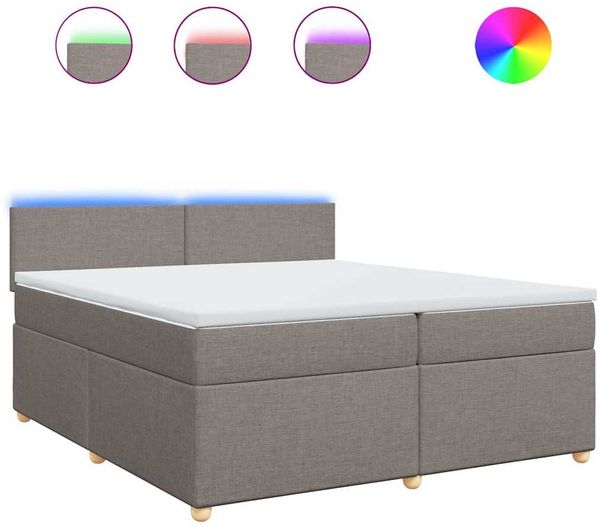 vidaXL Boxspringbett mit Matratze Taupe 200x200 cm Stoff 3289084