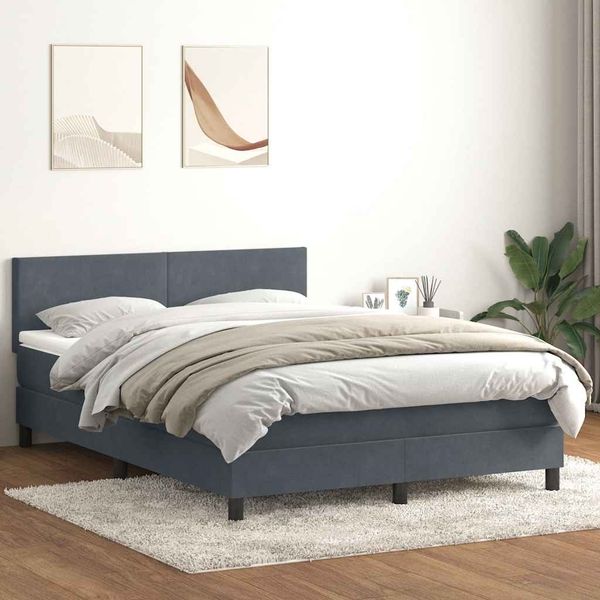 vidaXL Boxspringbett mit Matratze & LED Dunkelgrau 160x210 cm Samt 3316696