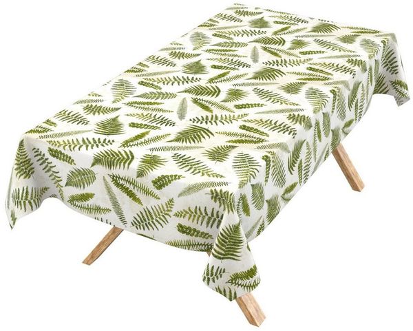 ANRO Tischdecke abwaschbar Baumwolloptik Farn Grün wetterfest Gartentischdecke (Einzelstück 1-tlg, eine Tischdecke), Stofftischdecke schmutzabweisend 100x140cm Farn Grün