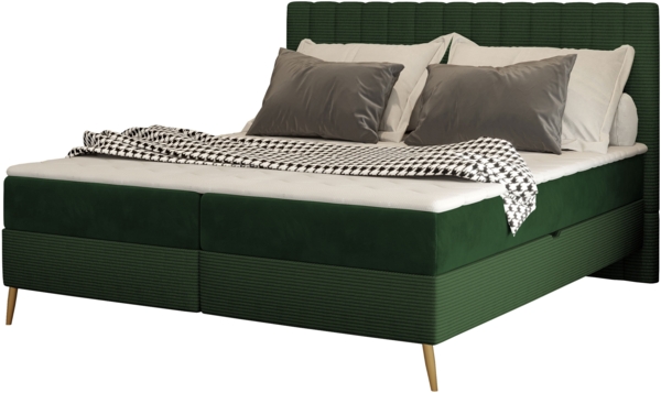 Boxspringbett Cersen Cord grün 140x200 cm