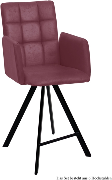 Thekenstuhl (6er-Set) Delcine 52x108x60 Schwarz/Marsala