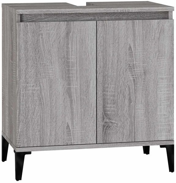 Waschbeckenunterschrank, Badschrank, Unterschrank Grau Sonoma 58x33x60 cm Holzwerkstoff j139p