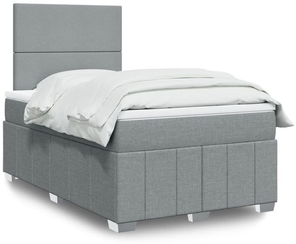 vidaXL Boxspringbett mit Matratze Hellgrau 120x190 cm Stoff 3293900