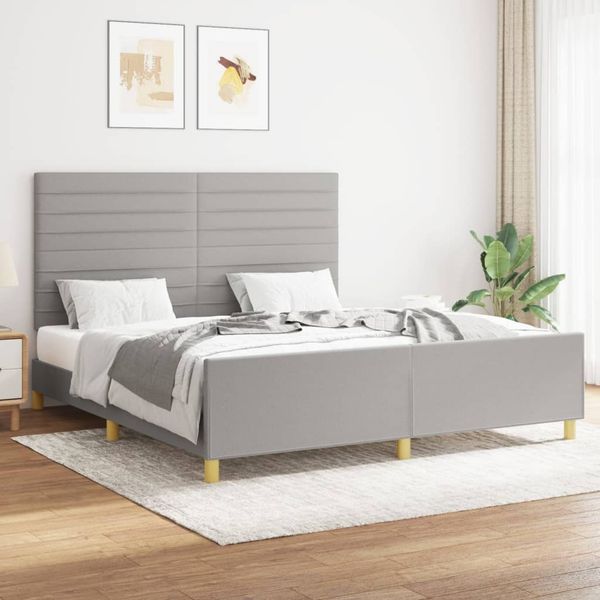 Bettgestell mit Kopfteil Hellgrau 160x200 cm Stoff [3125146]