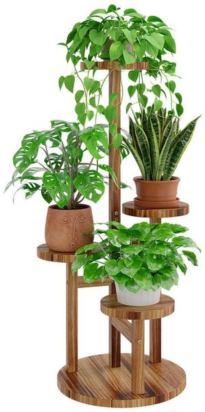 Bamworld Blumenständer platzsparender Pflanzenregal für Wohnzimmer & Garten, Blumentreppe (1 St), Holzblumenständer 3-stöckig, 33x54 cm