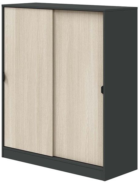Schuhschrank >GARONA< 6 Fächer, Anthrazitgrau / Eiche Dekor - 100x119x40 (BxHxT)