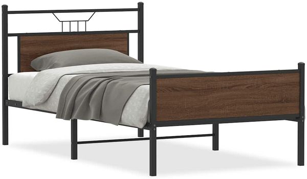 Einzelbettgestell Design für Erwachsene ohne Matratze Braun Eichen-Optik 107x203 cm d4213e