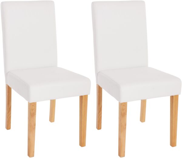2er-Set Esszimmerstuhl Stuhl Küchenstuhl Littau ~ Kunstleder, weiß matt, helle Beine