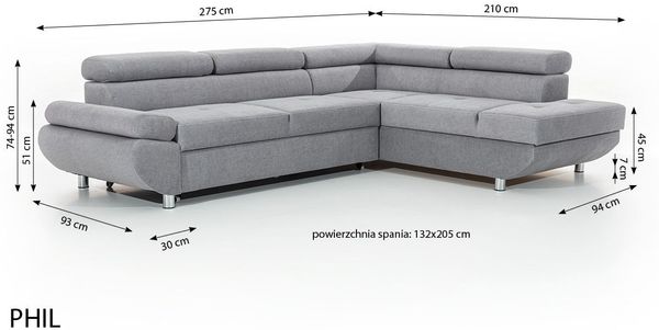 Ecksofa Sofa PANOS Stoff Esito Rosa mit Schlaffunktion Ottomane Rechts Bild 4