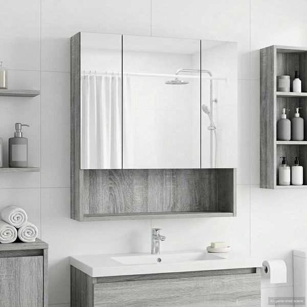 vidaXL Badezimmerspiegelschrank Graues Sonoma 60 x 14.5 x 70 cm 889188