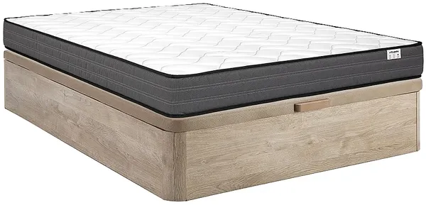 Vente-unique - AMBRACIE Mattress and bed base set StoffHolz, Platte Beige - B 160 cm x H 20 cm30 cm x L 200 cm